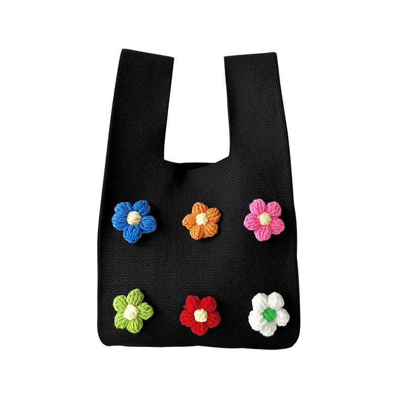 Bolso de bolso de hombro de punto de punto de flor colorido bolso de punto