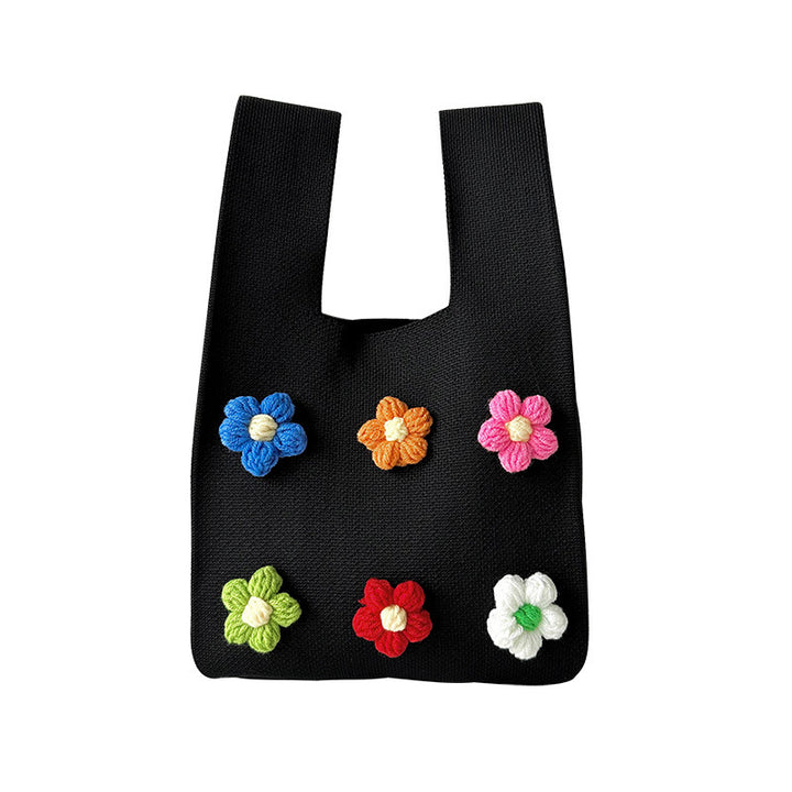 Bolso de bolso de hombro de punto de punto de flor colorido bolso de punto