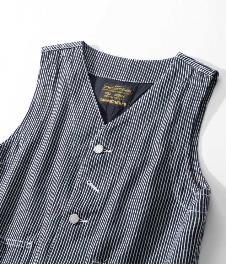 Men's Striped Vest Classic Bag Flower Denim Tooling Vest