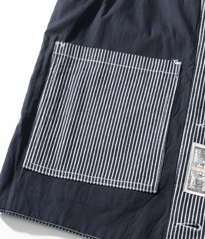 Men's Striped Vest Classic Bag Flower Denim Tooling Vest