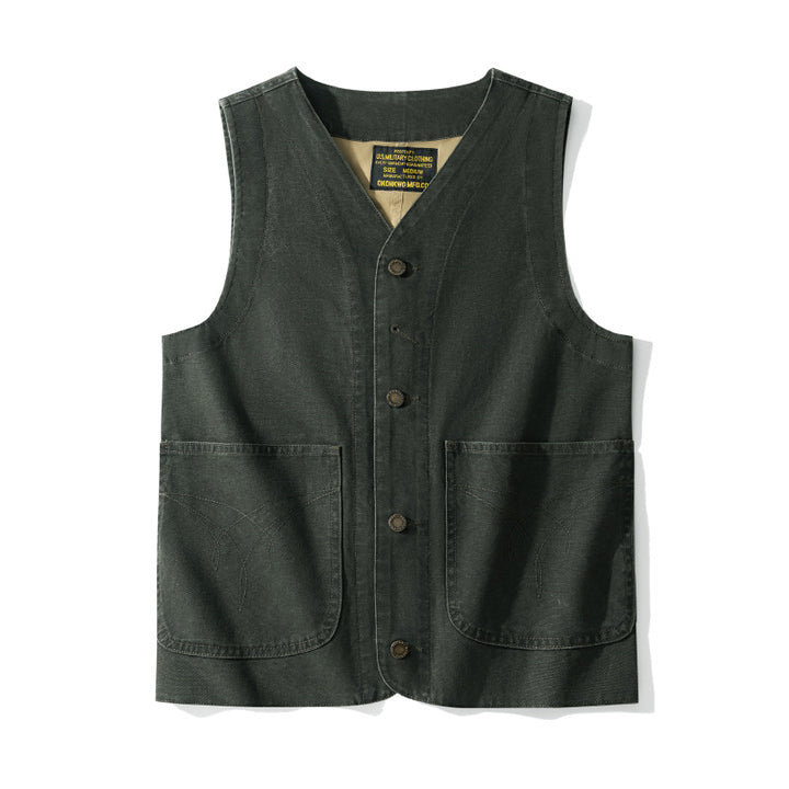 Men's Striped Vest Classic Bag Flower Denim Tooling Vest