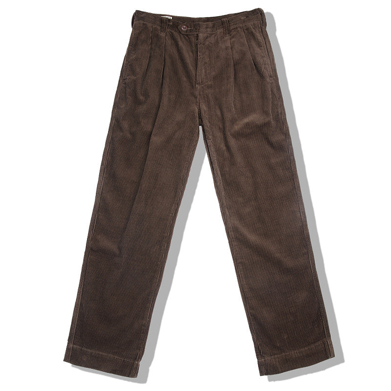 Men's Retro Casual Straight Thick Corduroy Trousers