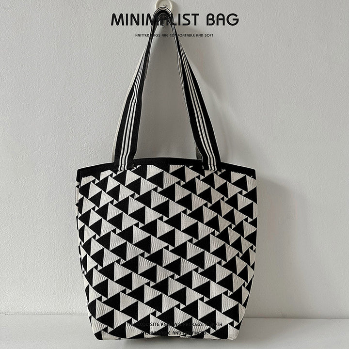 Diamantplaid großer Kapazitäts -Umhängetaschen Strickhandtasche