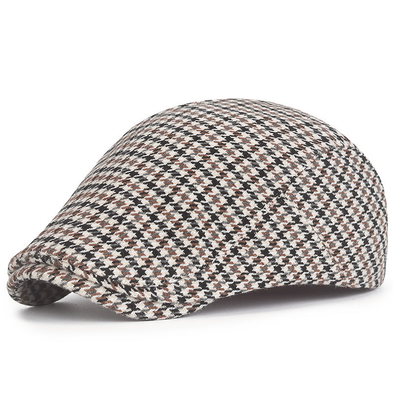 Thousand Birds Plaid Cap Men's Vintage Beret