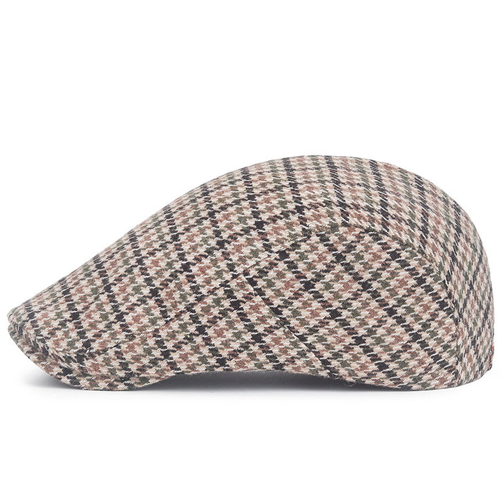 Thousand Birds Plaid Cap Men's Vintage Beret