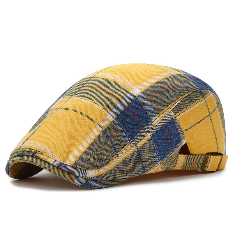 Color Plaid Beret Caps