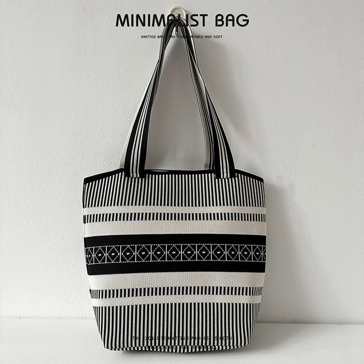 Diamantplaid großer Kapazitäts -Umhängetaschen Strickhandtasche