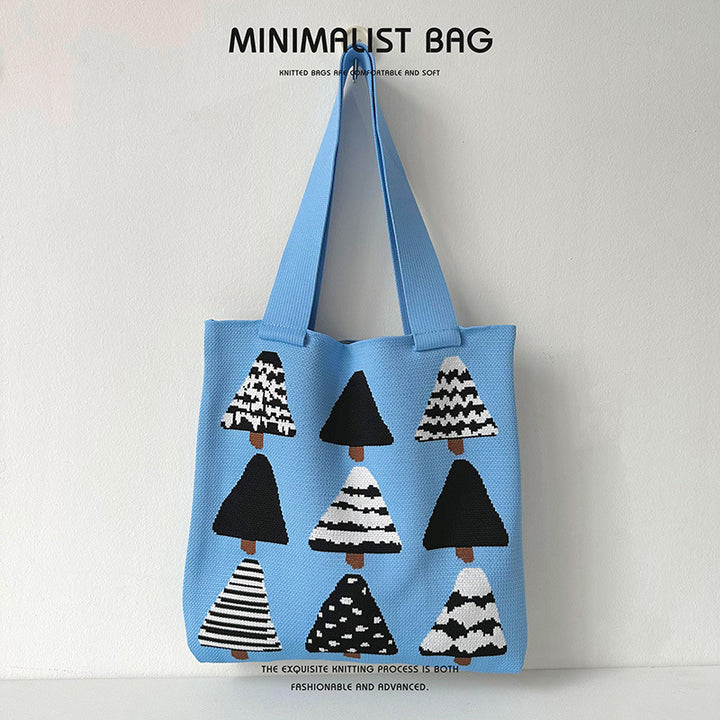 Christmas tree knitted tote bag