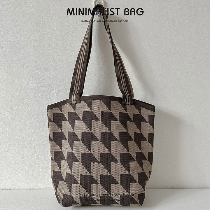 Diamantplaid großer Kapazitäts -Umhängetaschen Strickhandtasche