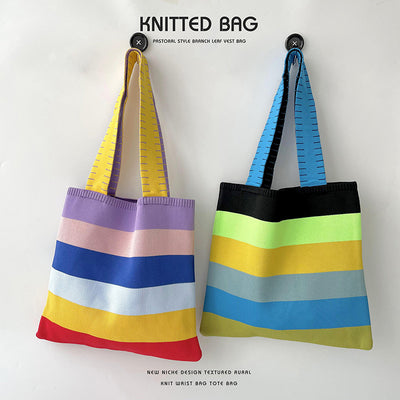 Rainbow Knit Shoulder Handbag