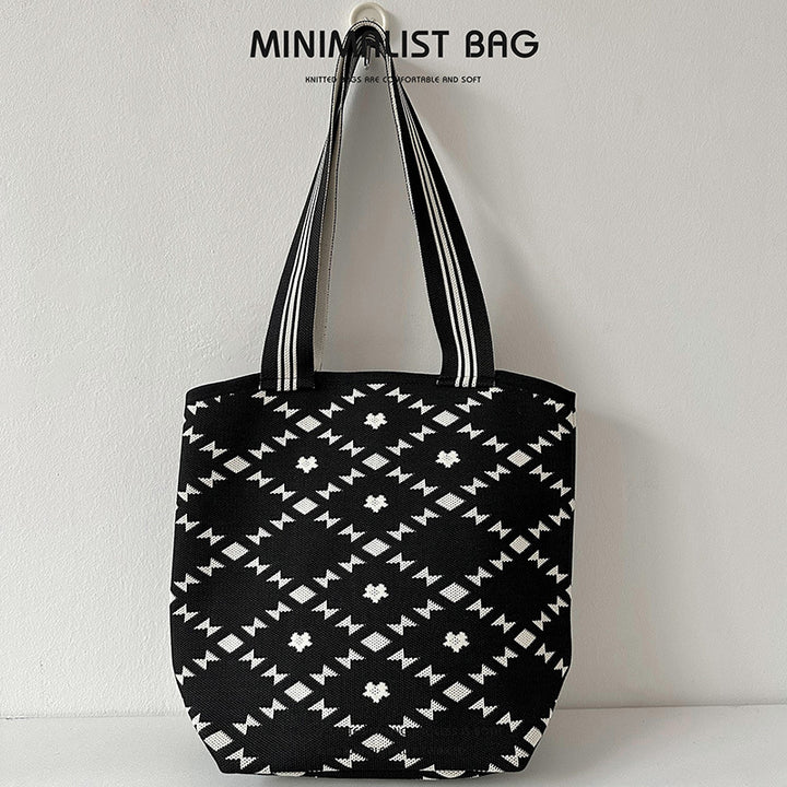 Diamantplaid großer Kapazitäts -Umhängetaschen Strickhandtasche