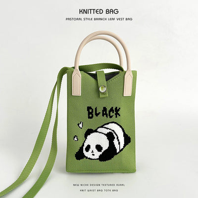 Panda series knitted bag mobile phone bag handbag