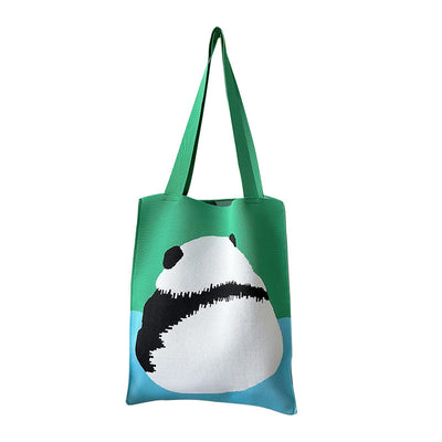 Panda-Cat Knitted Shoulder Bag