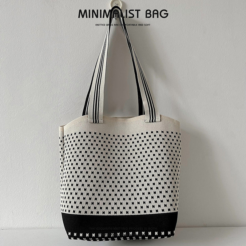 Diamantplaid großer Kapazitäts -Umhängetaschen Strickhandtasche