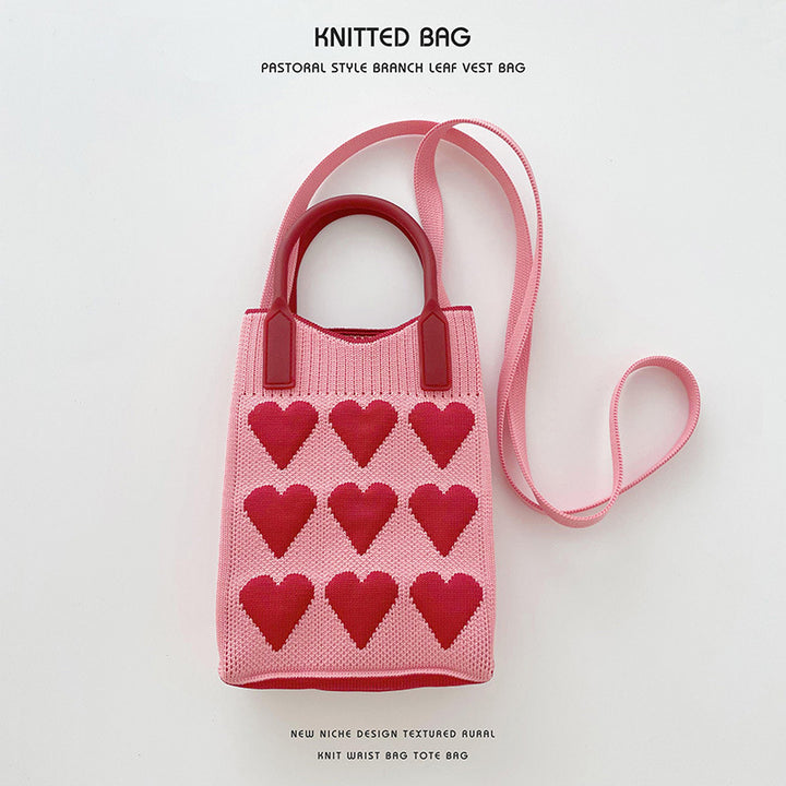 Mini bolso de bolso de bolsillo de corazón de corazón rosa