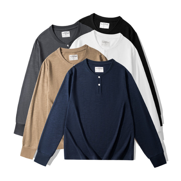 Men's heavy 320g solid color long sleeves