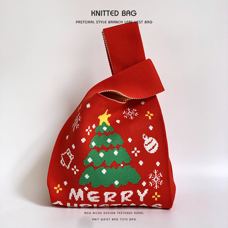 Christmas Gift Bag Knitted Vest Bag Handbag