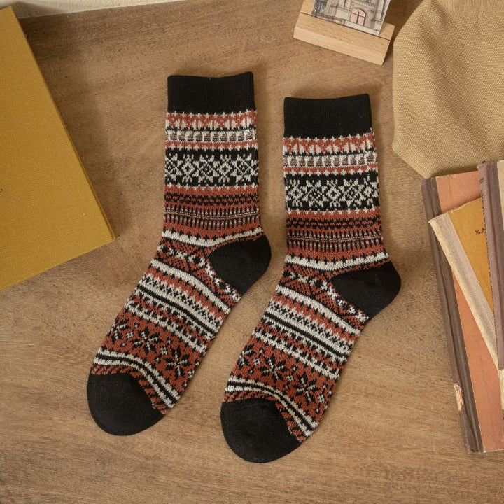 Herbst- und Winter -Retro -Baumwoll -Männer -Geometrische Jacquard -Socken