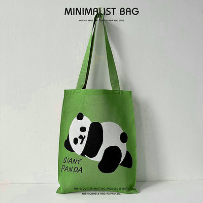 Panda-Cat Knitted Shoulder Bag