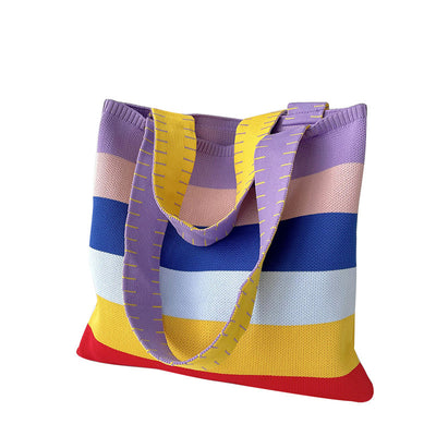 Rainbow Knit Shoulder Handbag