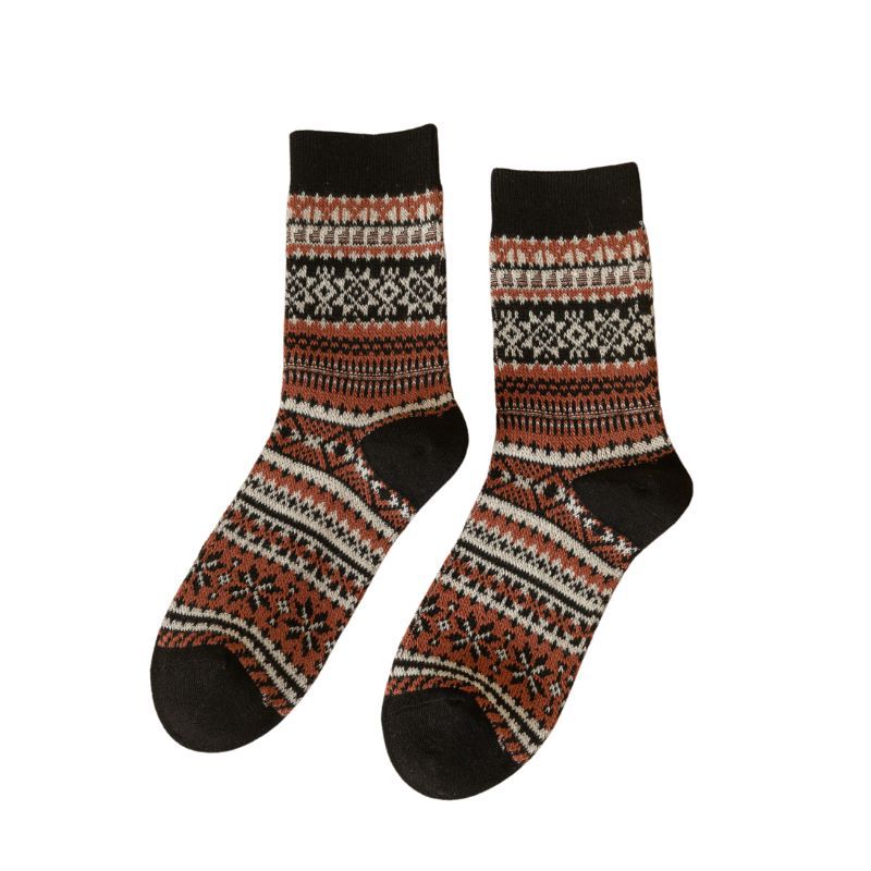 Autumn and winter retro cotton men's geometric jacquard socks