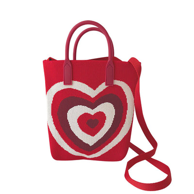 Gradient Heart Knitted Shoulder Bag Crossbody Bag