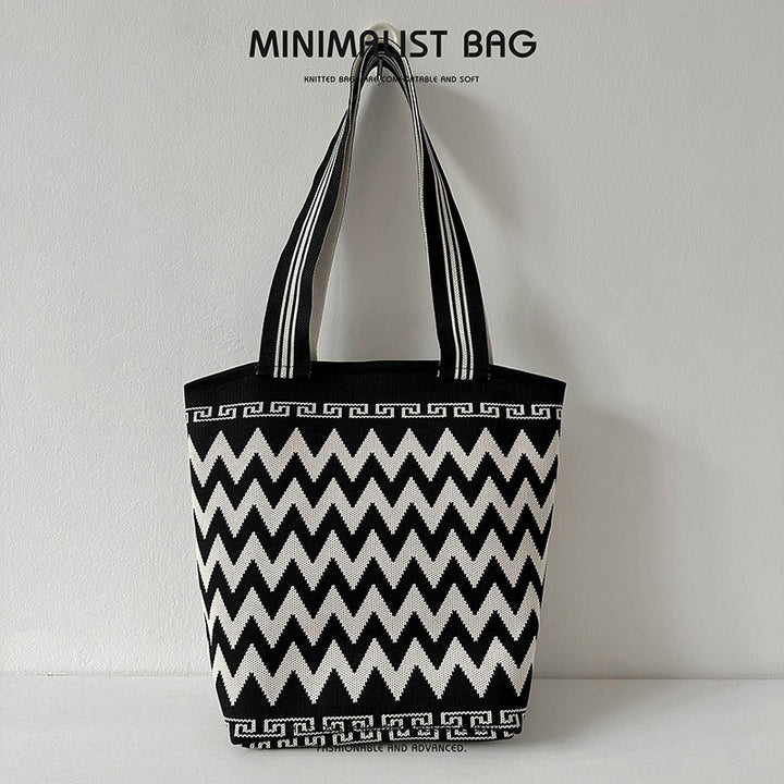 Diamantplaid großer Kapazitäts -Umhängetaschen Strickhandtasche