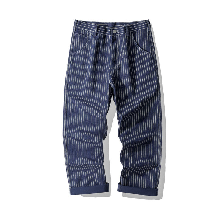 Men's Jeans Striped Overalls Canvas Trousers