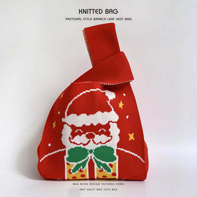 Christmas Gift Bag Knitted Vest Bag Handbag