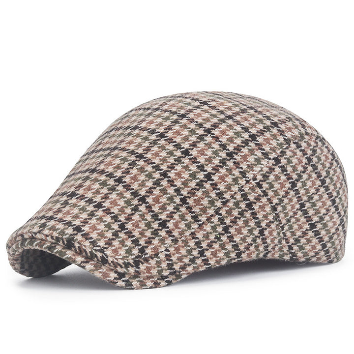 Thousand Birds Plaid Cap Men's Vintage Beret