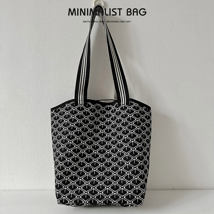 Diamantplaid großer Kapazitäts -Umhängetaschen Strickhandtasche