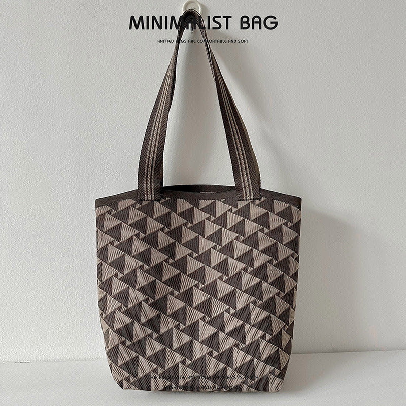 Diamantplaid großer Kapazitäts -Umhängetaschen Strickhandtasche