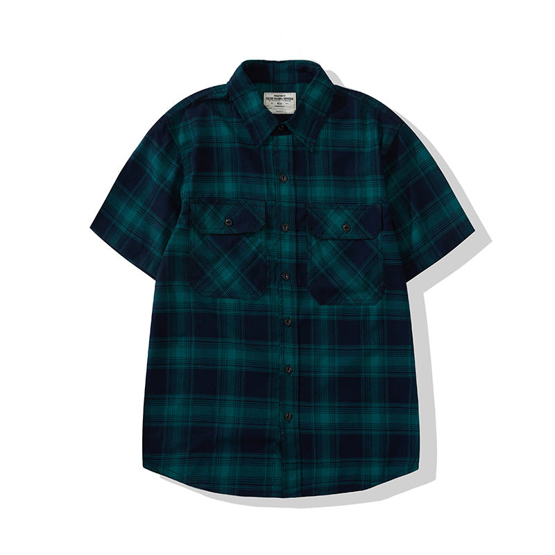 Men's Retro Casual Short Sleeve Plaid Shirt