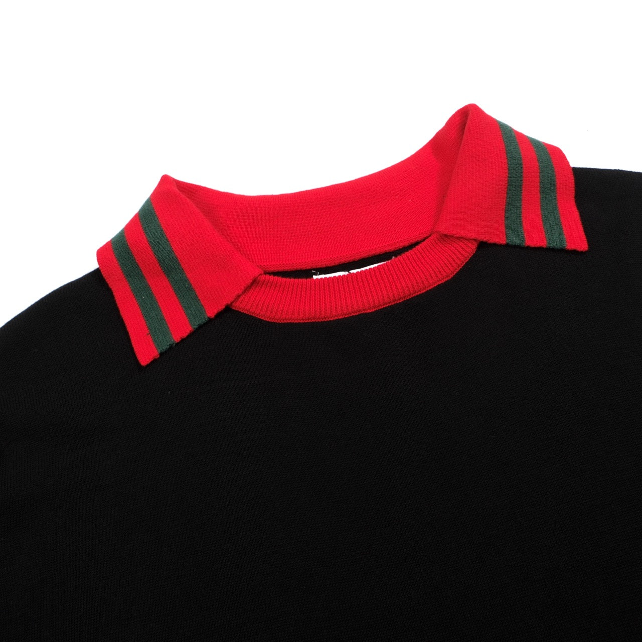 Men's black contrasting knit polo shirt