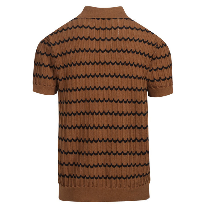 Men's dark coffee vintage knit polo shirt