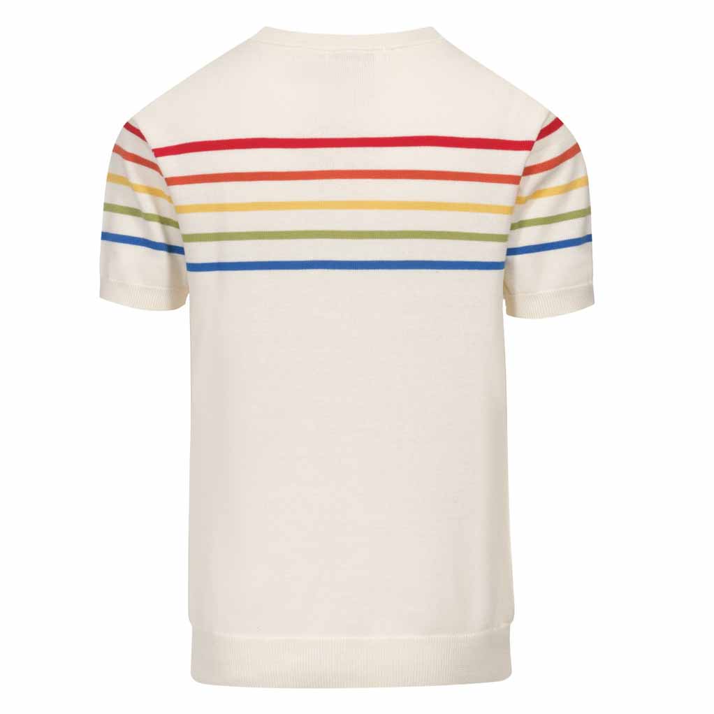 Men's white striped heart knit T-shirt