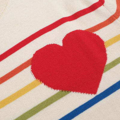 Men's white striped heart knit T-shirt