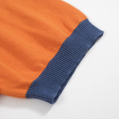 Men's orange striped jacquard knit polo shirt