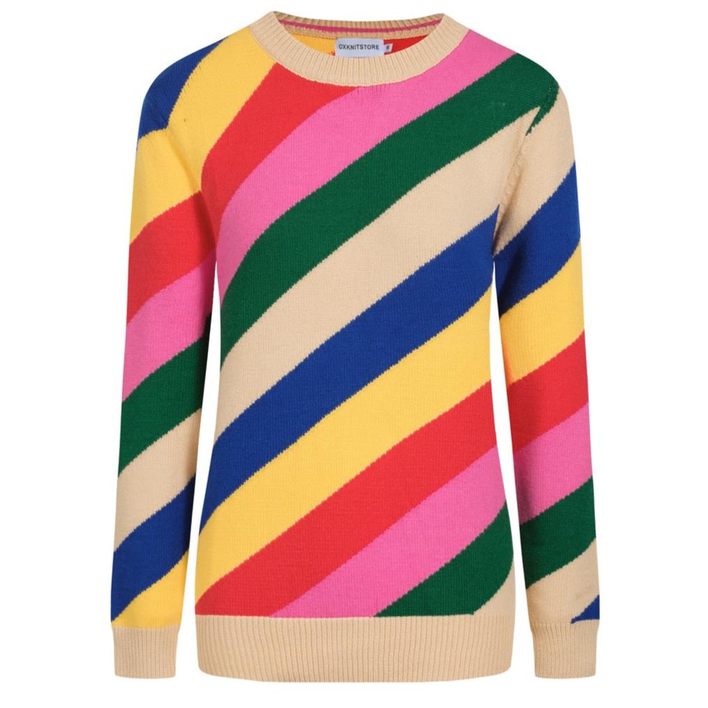 Women's vintage striped knitted jacquard T-shirt