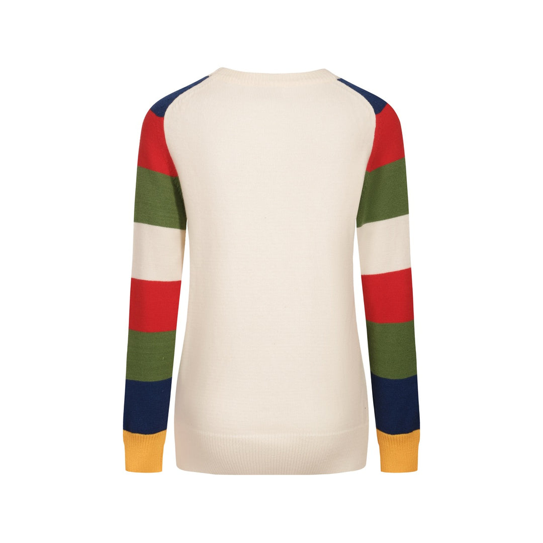 Women's rainbow knitted long-sleeved T-shirt