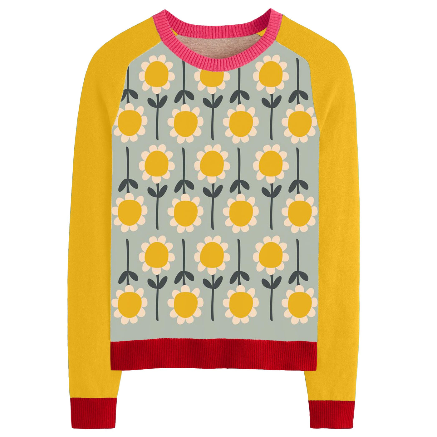 Women's yellow sunflower knit T-shirt