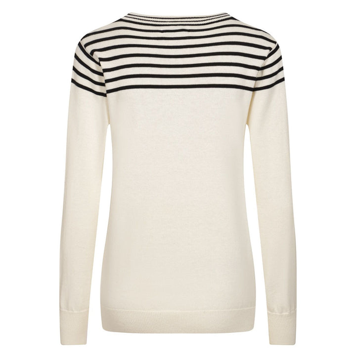 Camiseta Jacquard de rayas blancas de beige para mujeres