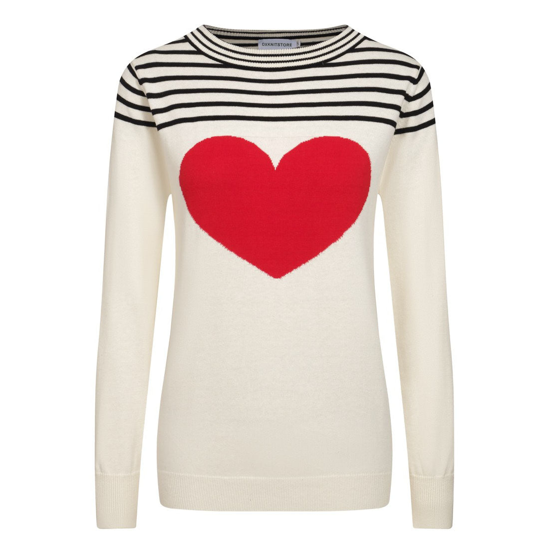 Women's beige white striped jacquard knit T-shirt