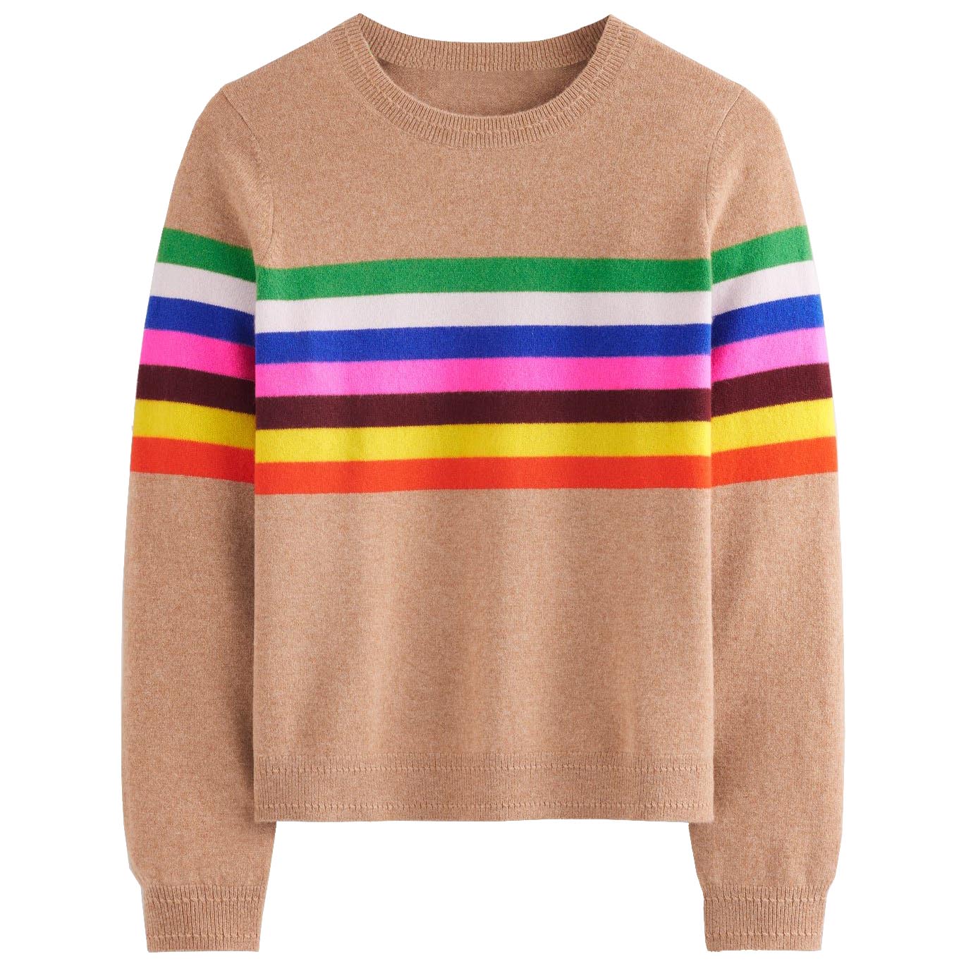 Women's vintage khaki striped knitted long-sleeved T-shirt