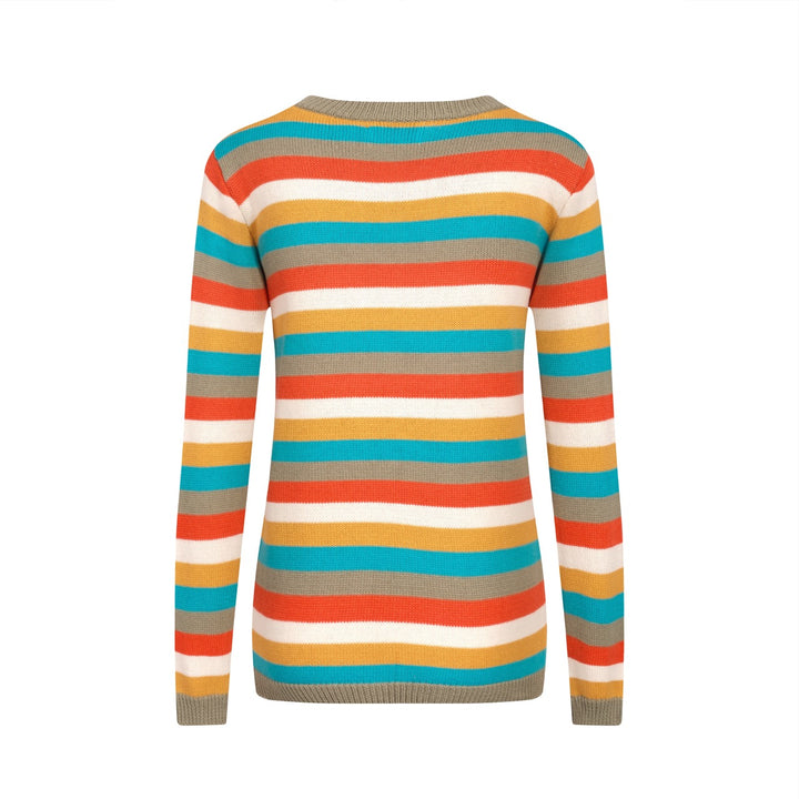 Women's green striped knit T-shirt