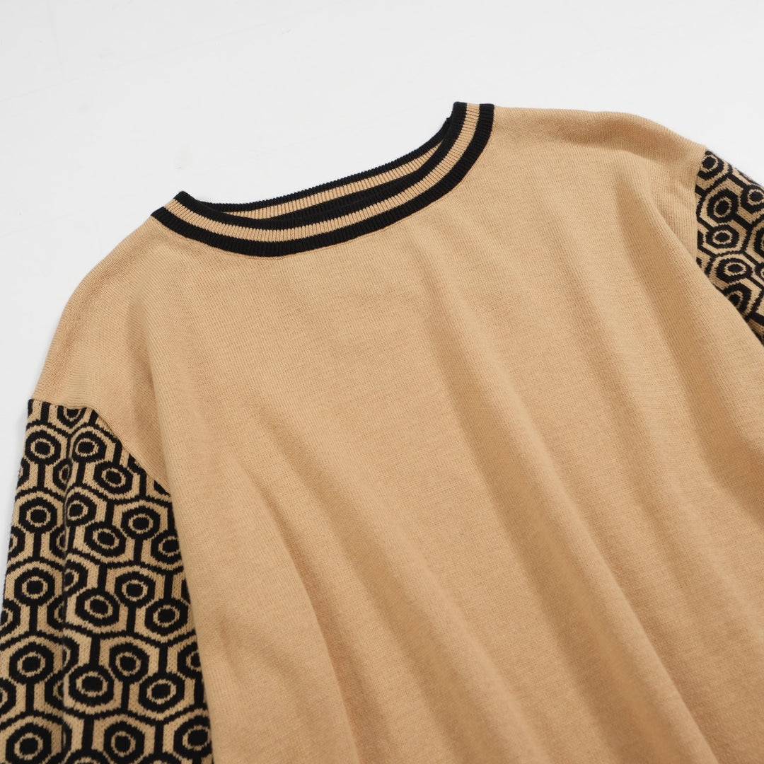 Men's brown jacquard vintage 60s knit T-shirt