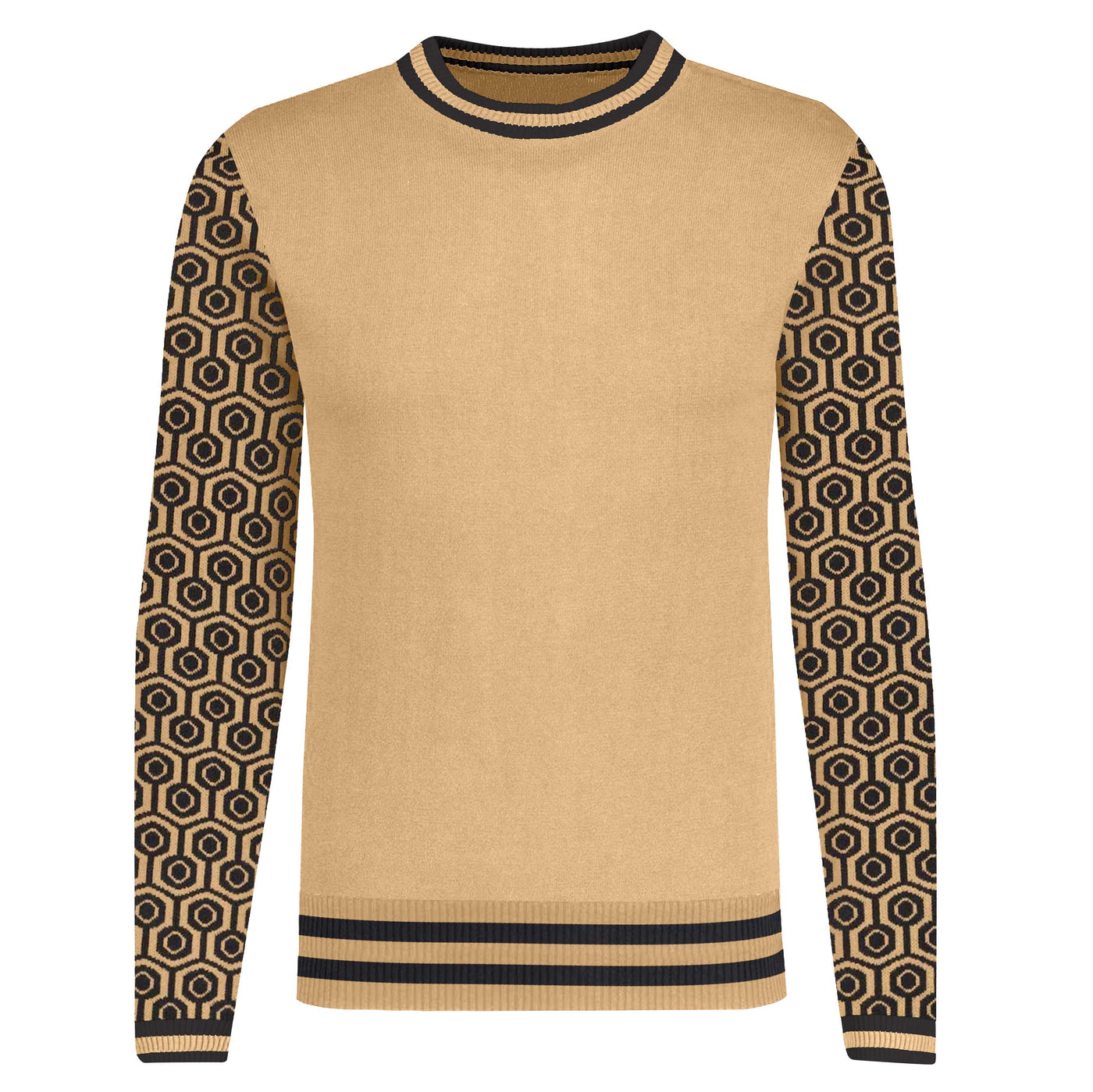 Men's brown jacquard vintage 60s knit T-shirt