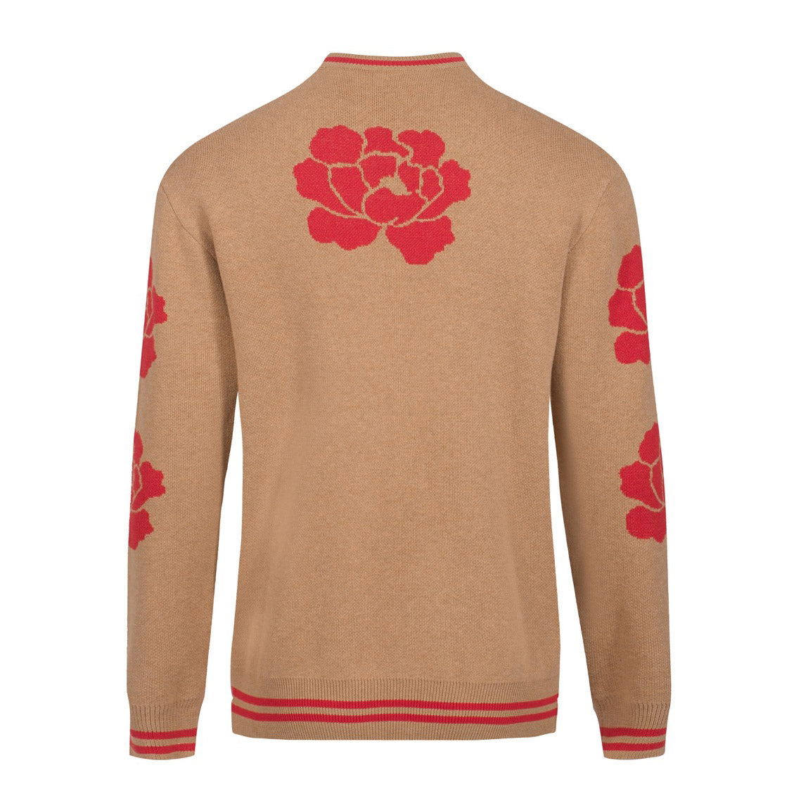 Men's coffee-colored floral 1950s knit T-shirt