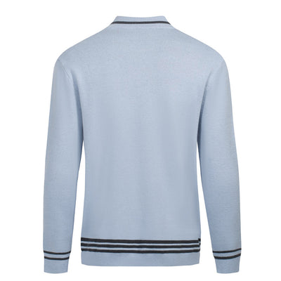 Men's blue vintage knit crew neck knit T-shirt