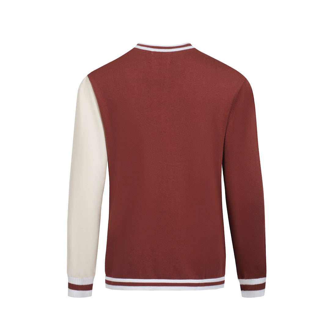 Men's brown wavy knit crew neck knit T-shirt